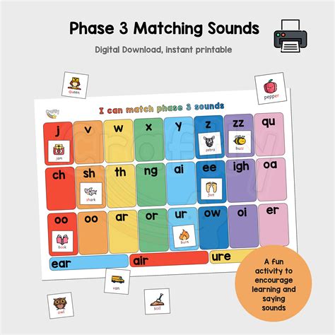 Phonics Phase 3 Matching Activity – CraftlyPrintables