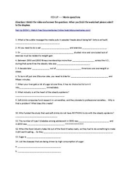 FED Up Documentary Worksheet by Krupa Krafts | TPT