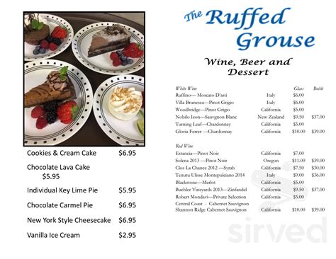 Menu for Pub 20 / The Ruffed Grouse in North East, Pennsylvania, United ...