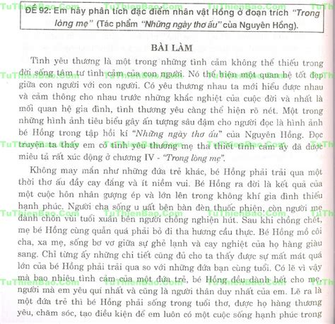 Em hãy phân tích đặc điểm nhân vật hồng ở đoạn trích trong lòng mẹ tác ...