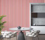 Red and white striped wallpaper - Peel and Stick or Non-Pasted