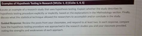 Solved Examples of Hypothesis Testing in Research [WLOs: | Chegg.com