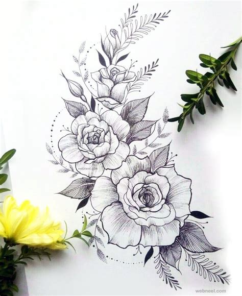 4-flower-drawing-rose | Daily Inspiration | Flower tattoo drawings ...