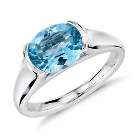 Blue Topaz Oval Ring in Sterling Silver (10x8mm) | Blue Nile