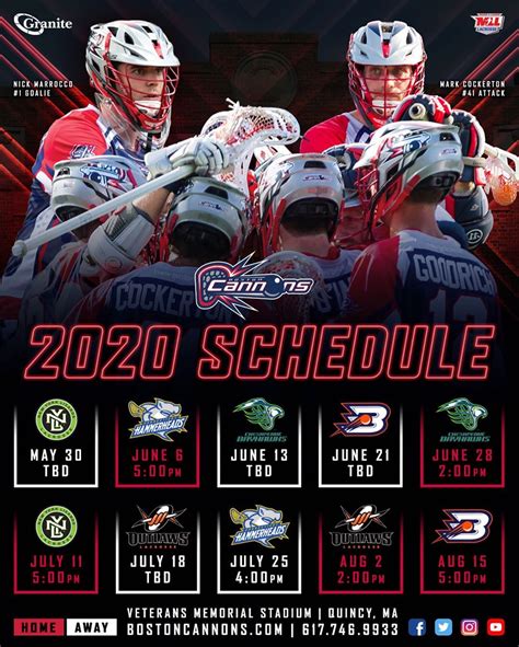 Boston Cannons 2020 Schedule : r/BostonCannons