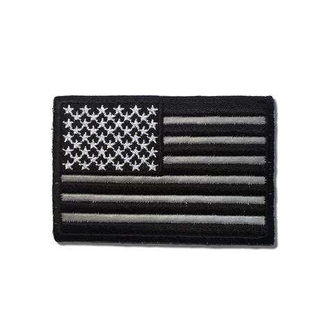 3" Black White & Reflective American US Flag Iron on Sew on Patch ...