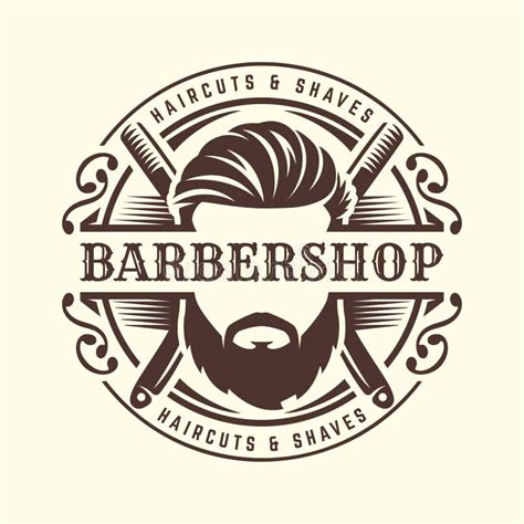 Barbershop Logo Template, Vintage or Retro Style, with Bearded Man and Barber Tools Stock Vector ...