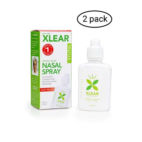 XLEAR Natural Saline Nasal Spray with xylitol, (2) 0.75 oz bottle ...