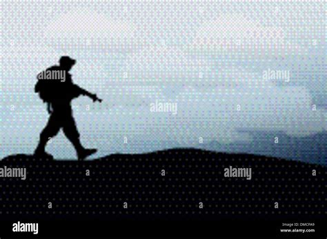 Silhouette of an army soldier walking Stock Vector Image & Art - Alamy