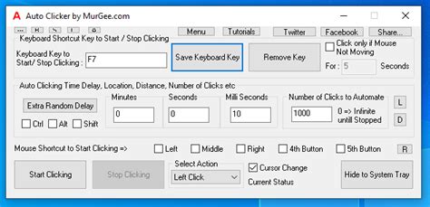 MurGee Auto Clicker Controlled with Keyboard Shortcut Key