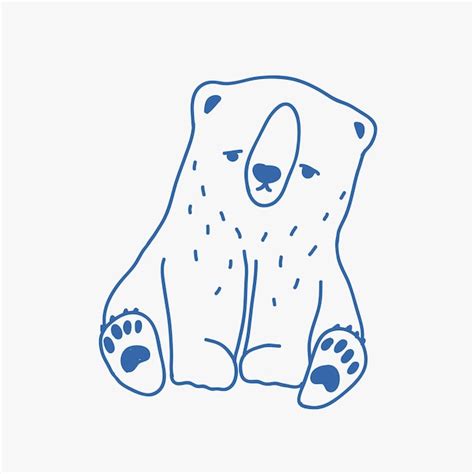 Premium Vector | Sad adorable baby polar bear hand drawn with blue contour lines. cute drawing ...