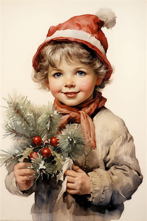 Vintage Children At Christmas Free Stock Photo - Public Domain Pictures