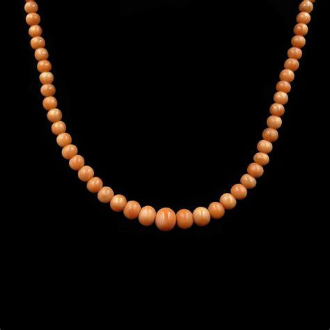 Antique Victorian Coral Beaded Necklace 20" | Natural Undyed Precious Coral | Circa.1900 | Coral ...