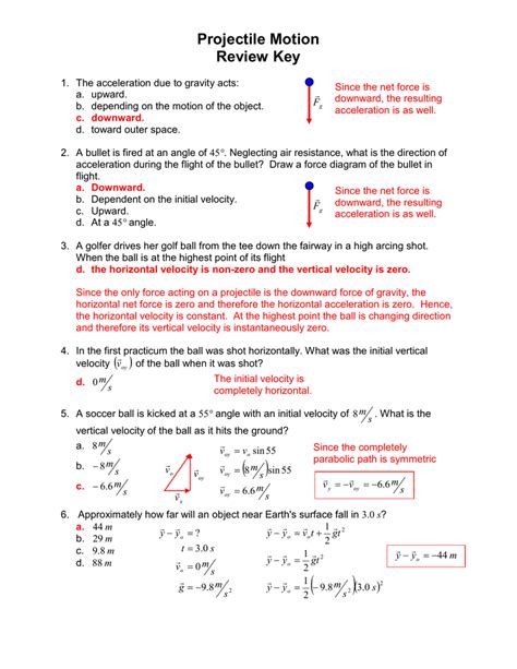 Horizontally Launched Projectile Worksheet Answers — db-excel.com