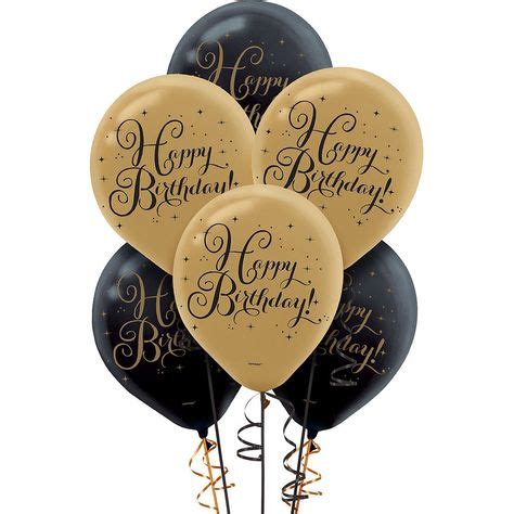 Black & Gold Birthday Balloons 15ct | Gold birthday party, Birthday balloons, 50th birthday ...