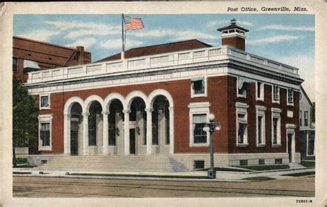 Post Office Greenville, MS Postcard