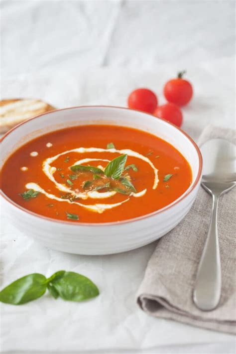 Tomato Soup from Fresh Ripe Tomatoes - Vibrant plate