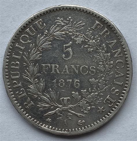 1876 France Silver Five Francs – M J Hughes Coins