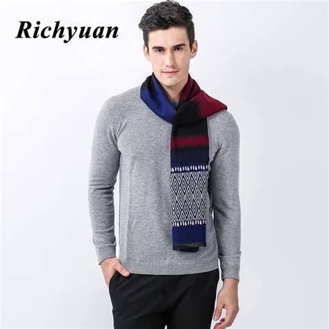 Classic Men's Winter Scarf Long Warm Printed Cashmere Scarf For Men ...