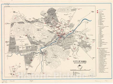 Map : Kabul, Afghanistan 1961, City of Kabul, Afghanistan, Antique ...