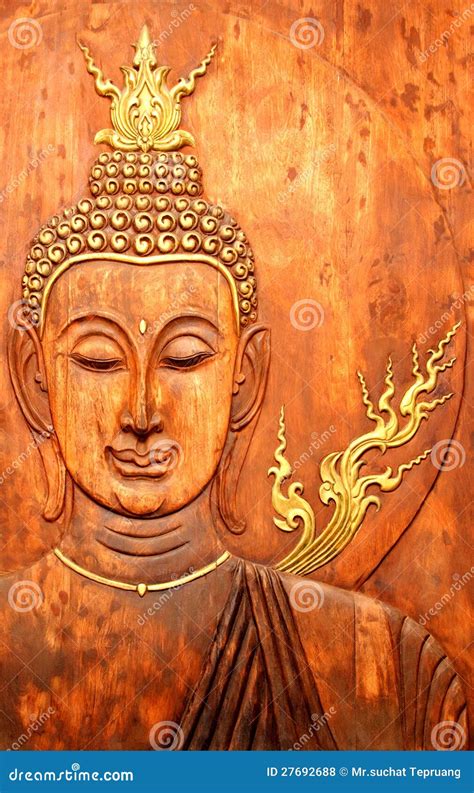 Face and Head of Buddha Carved on Teak Stock Photo - Image of style, detail: 27692688