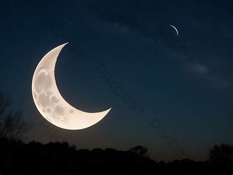 Crescent Moon In The Night Sky Photo | JPG Free Download - Pikbest