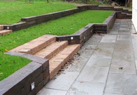 Marc's retaining wall with used Dutch oak railway sleepers