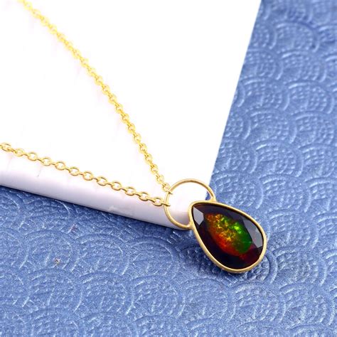 Ethiopian Black Opal Necklace and Earring Set Beautiful - Etsy