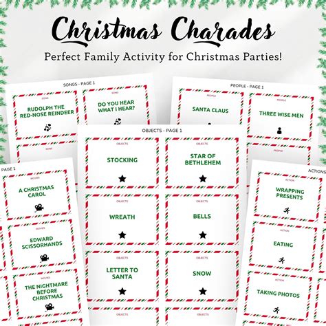 Christmas Charades for Kids Christmas Activity Printable Party Game ...