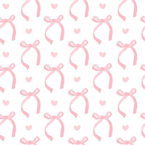 Premium Vector | Cute coquette aesthetic pattern seamless pink ribbon bow isolated on white ...