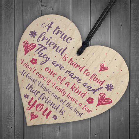 True Friend Friendship Sign Best Friend Plaque Gift Wood Heart