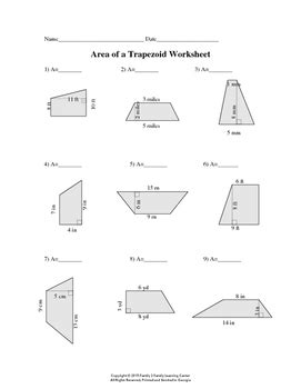 Area Of A Trapezoid Worksheet