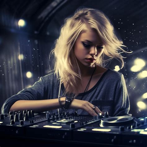 Premium AI Image | a dj girl playing the music