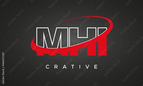 MHI letters creative technology logo with 360 symbol vector art ...