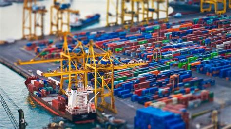 tilt shift dock cargo container ship Wallpaper | Tilt shift, Aerial ...