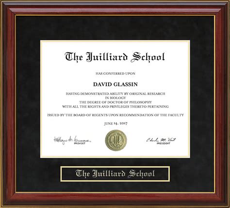 The Juilliard School Mahogany Diploma Frame: Wordyisms