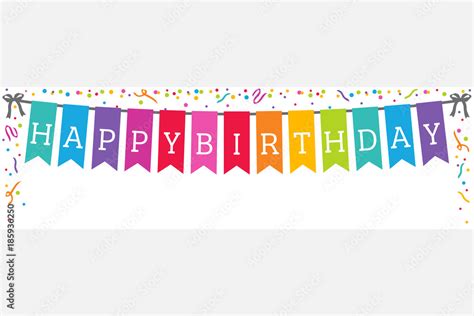 Happy Birthday Colorful Wide Banner Vector Illustration 1 Stock Vector | Adobe Stock