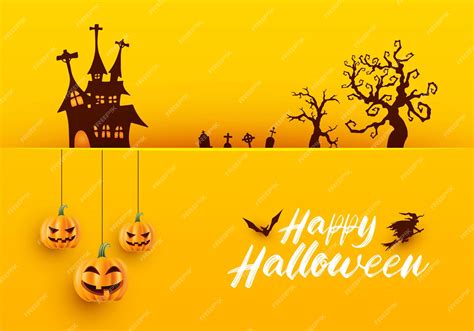 Premium Vector | Happy halloween realistic background with hunted house ...