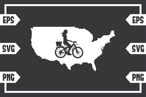 USA Map - Female Cycling Graphic by Mahak Arts · Creative Fabrica