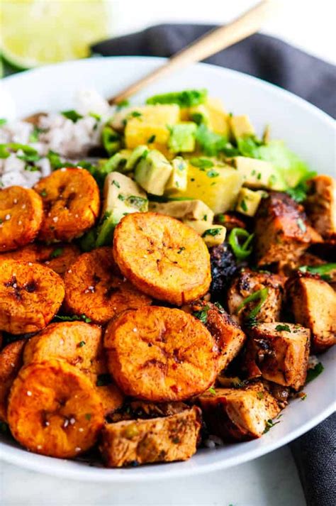 Cuban Chicken Bowls with Fried Plantains - Aberdeen's Kitchen