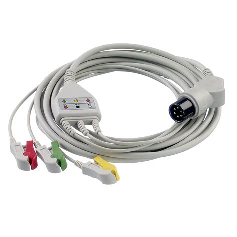 3 lead ECG cable with pinch clamps for Propaq - angled plug - Walters ...