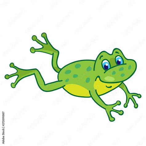 Little funny frog jumping. In cartoon style. Isolated on a white ...