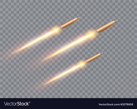 Realistic flying bullet in motion with the fiery Vector Image