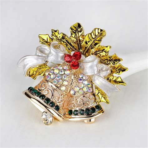 New Brooches For Women Christmas Brooches Sleigh Bell Multicolor ...