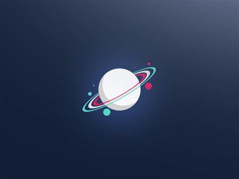 Saturn icon #minimalism #planet #blue #bright simple background digital art #720P #wallpaper # ...