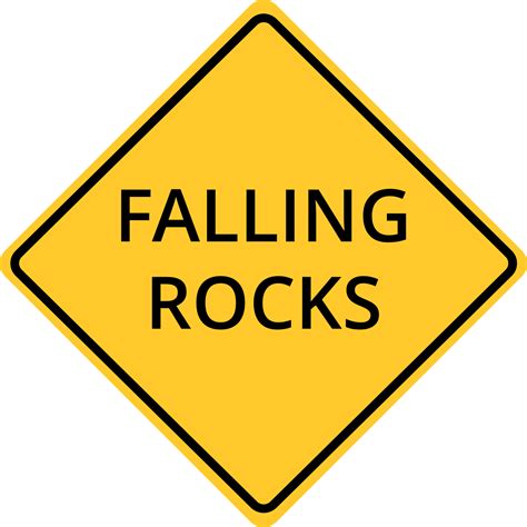 Falling Rocks Black on Yellow Warning Sign Template | Square Signs