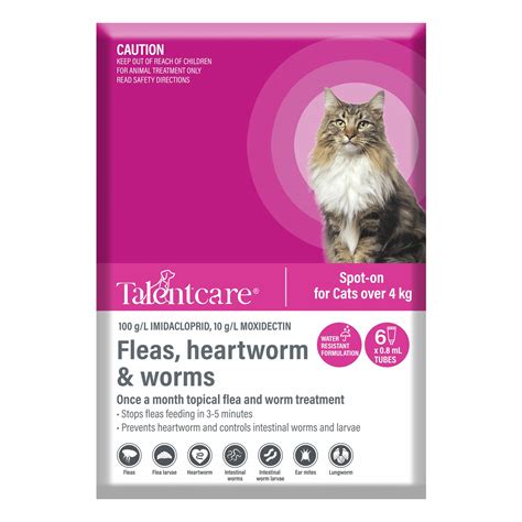 Buy Talentcare Spot On Cat Flea & Worm Treatment For Cats Over 4kg - Free Shipping