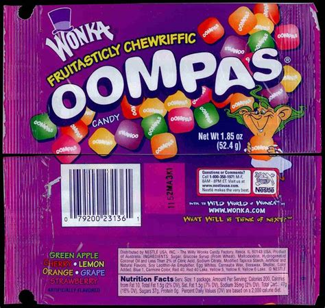 CC_Nestle - Wonka - Oompas fruit chews - candy package - 2001 | Fruit chews, Snack recipes, Candy