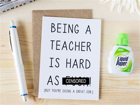 Funny Teacher Card - Being A Teacher Is Hard As F--k! But You're Doing A Great Job - Funny ...