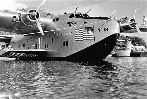 Pan American's Boeing 314 Clipper at her base at Pearl Harbor after arriving from Alameda ...